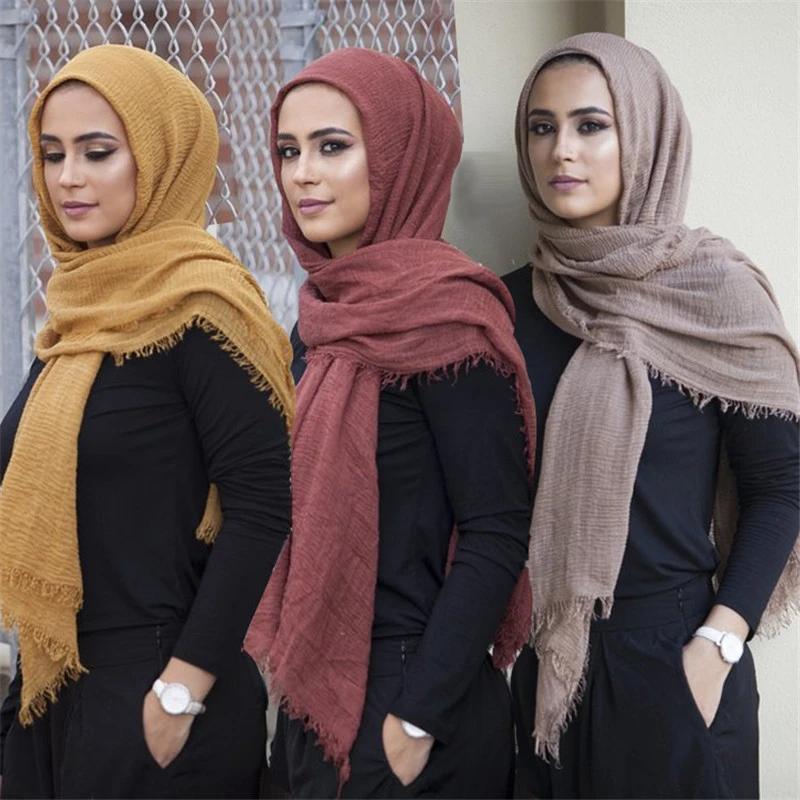 2021  Crinkle Hijab ư  ̽  Shawls Turban ̽ Ƿ   νƮ Ǯ ڸ   ī